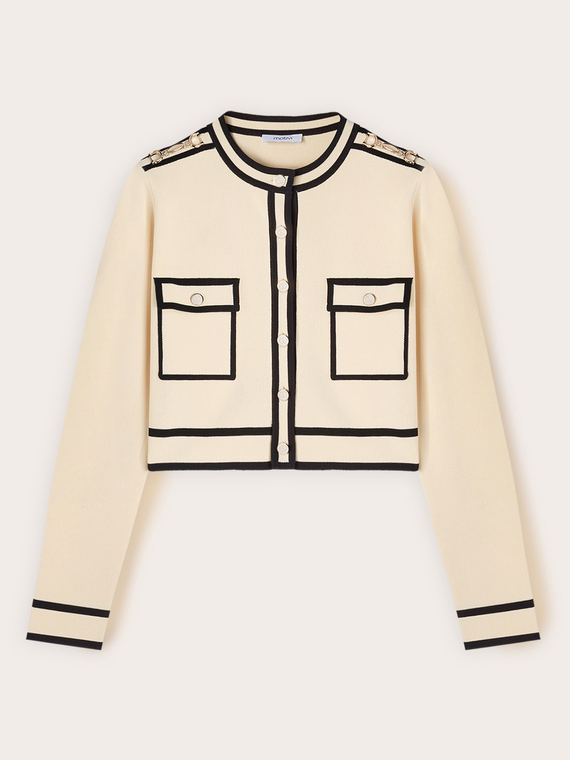 Cardigan with contrasting colour edges