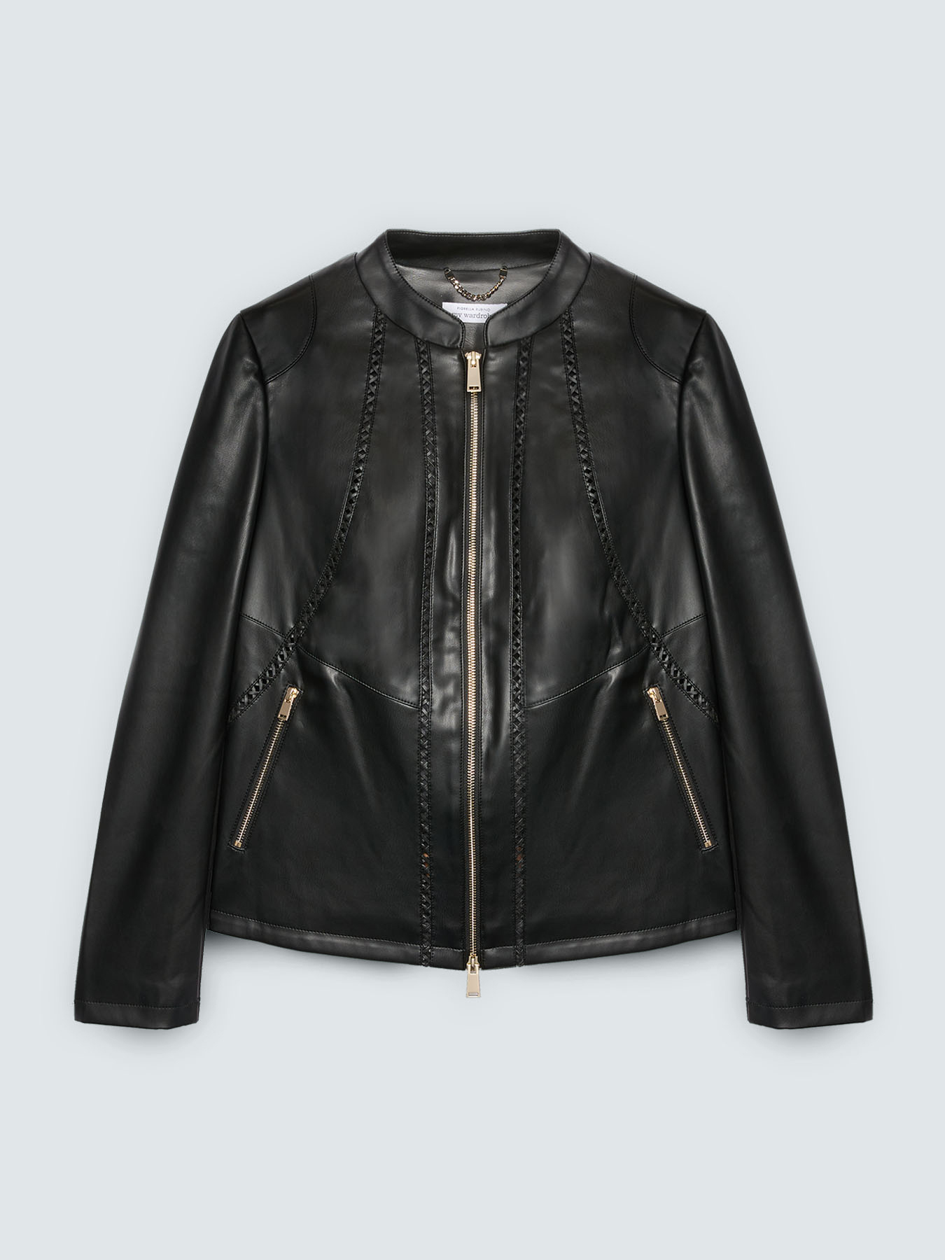 Biker jacket with woven details and stretch inserts image number 4