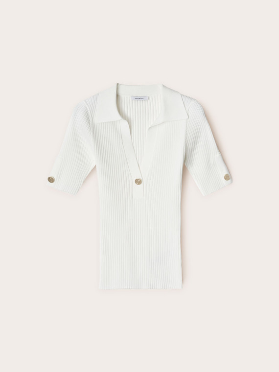 Polo in maglia a coste