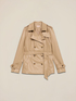 Short double-breasted trench coat in coated fabric image number 3