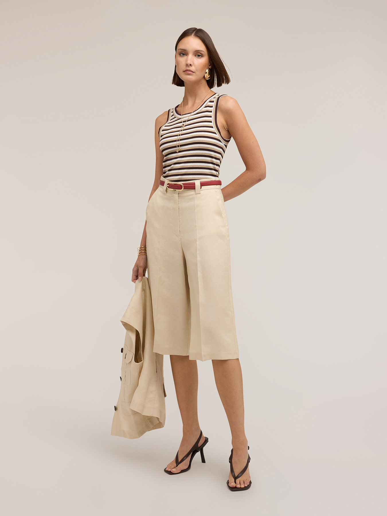 Top a righe in misto viscosa lurex image number 2