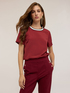 Blouse with knitted trim image number 0