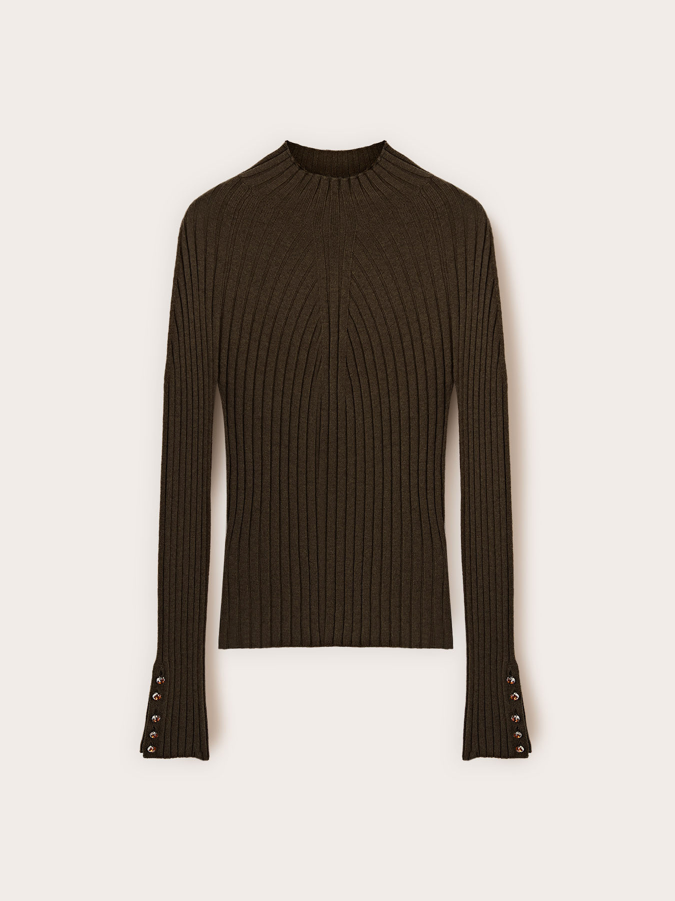 Ribbed turtleneck sweater with jewel buttons image number 4