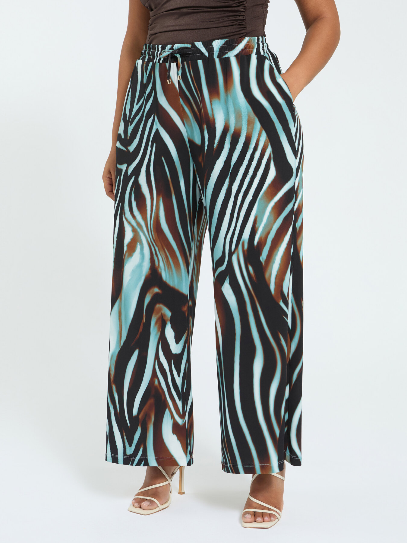 Zebra print palazzo pants in jersey image number 0