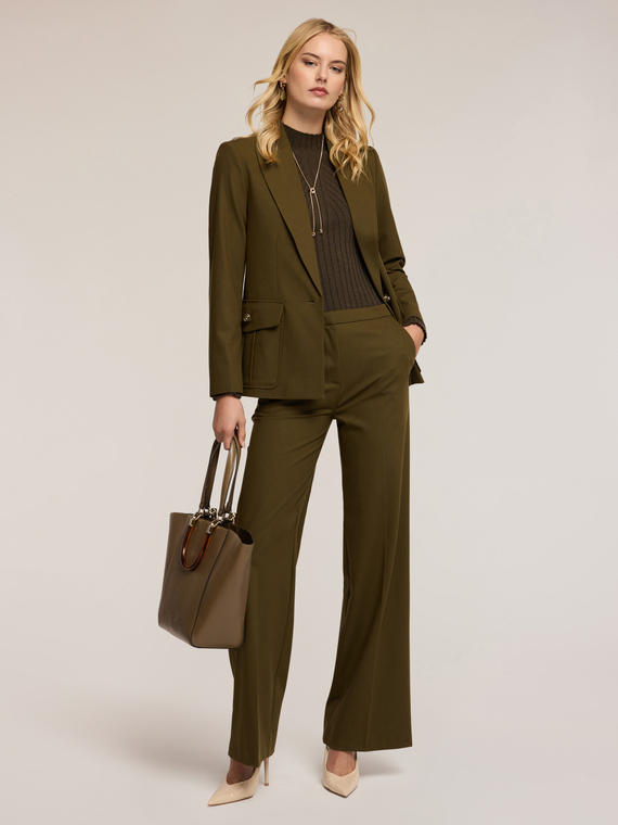 Wide-leg trousers in wool blend flannel