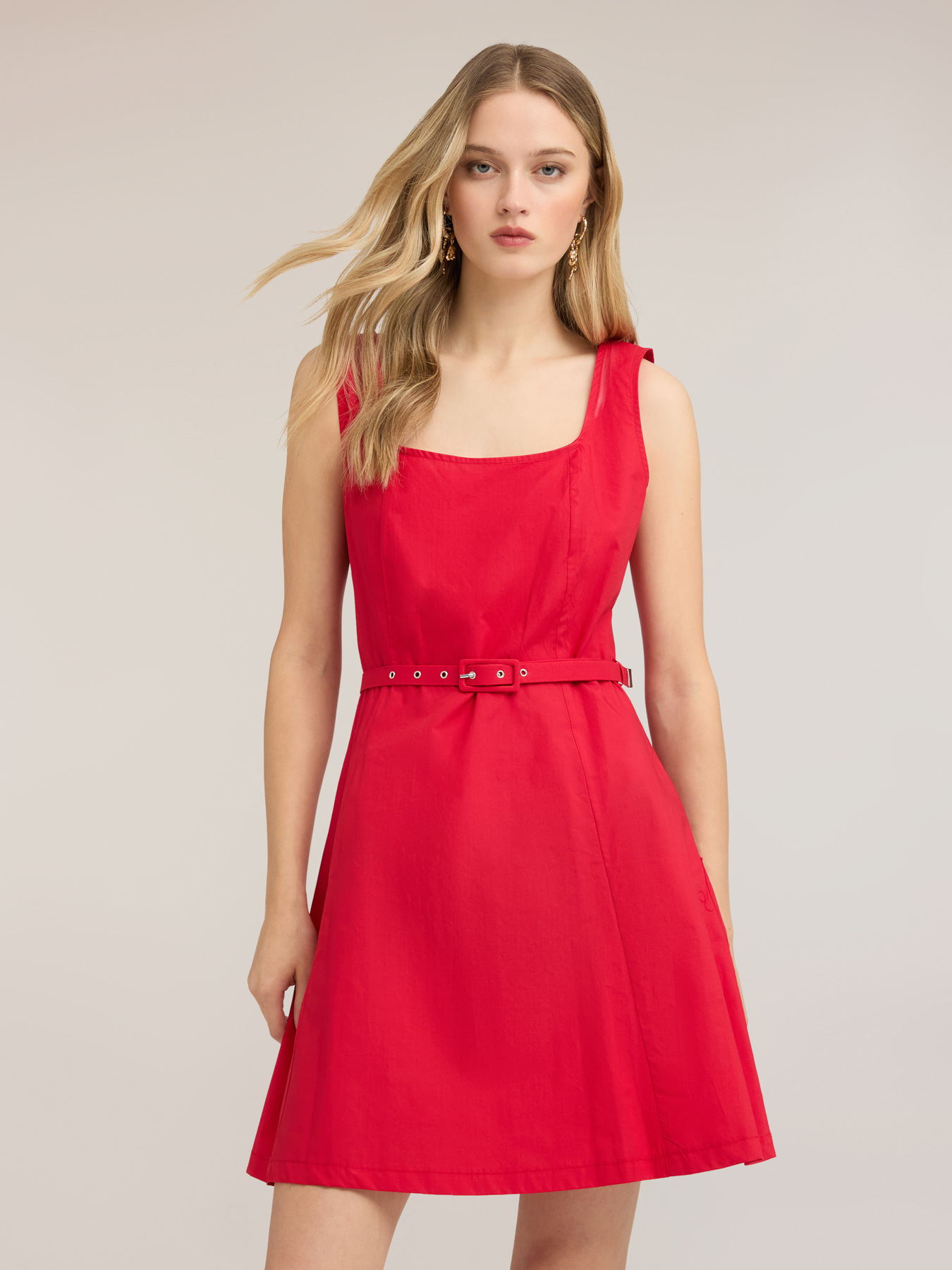 Rochie scurtă din bumbac cu centură image number 2