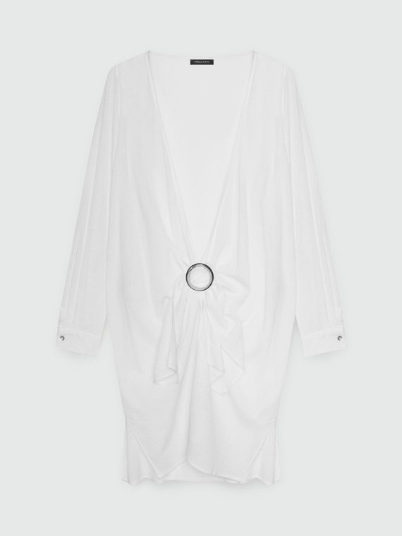 Crepon swimsuit cover-up shirt