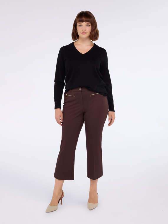 Kick flare pants in Milano stitch with zipper