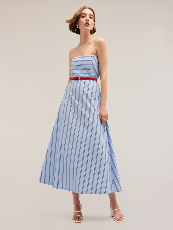 Robe midi en popeline rayée
