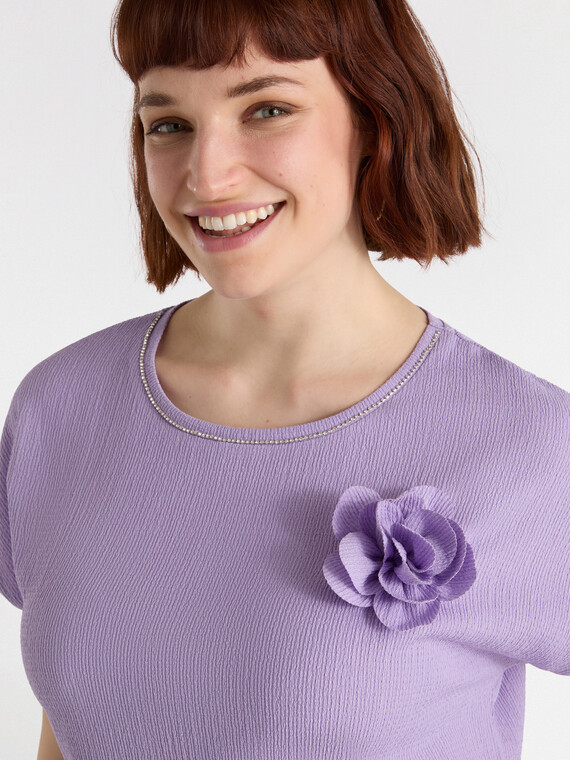 Crepon blouse with flower
