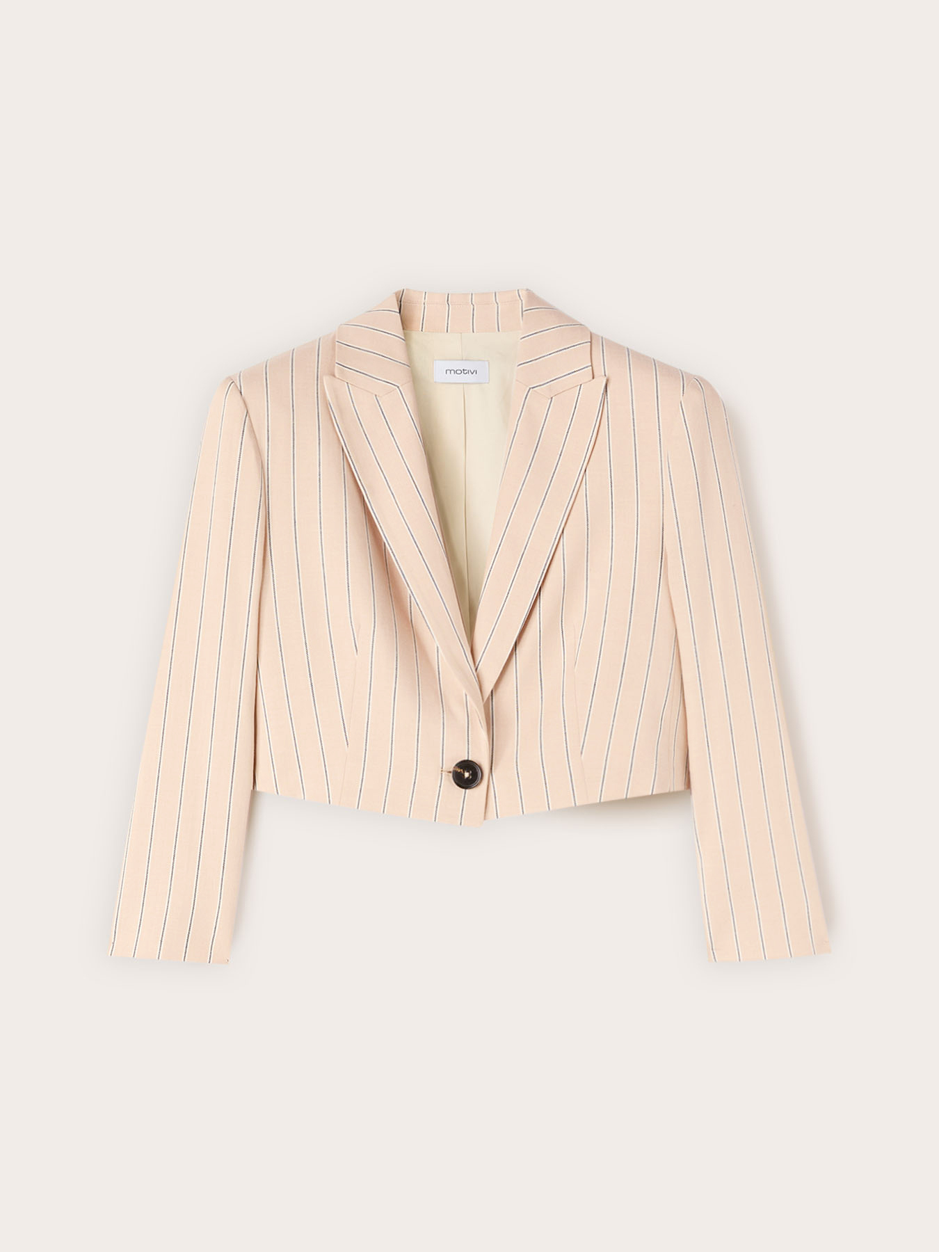 Blazer spencer din amestec de in cu dungi image number 4