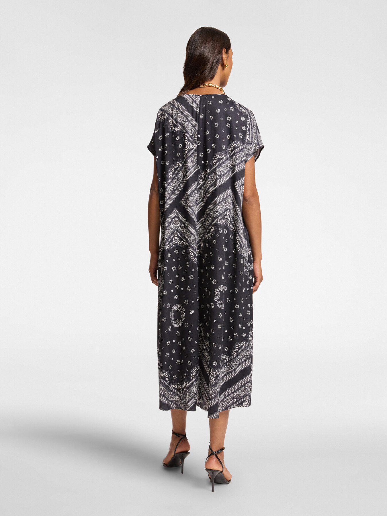 Midi dress with scarf print image number 1