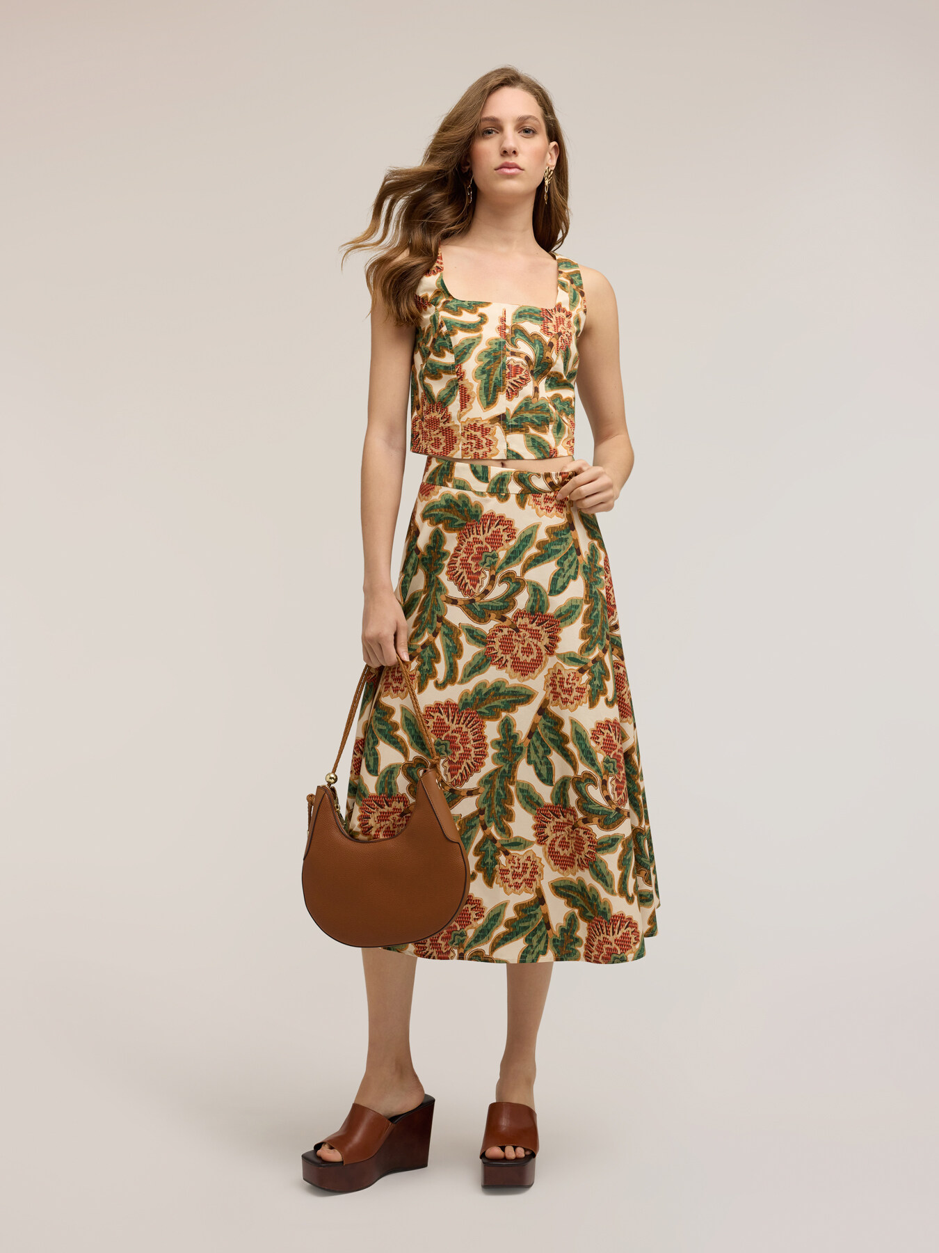 Circle skirt in printed poplin image number 3
