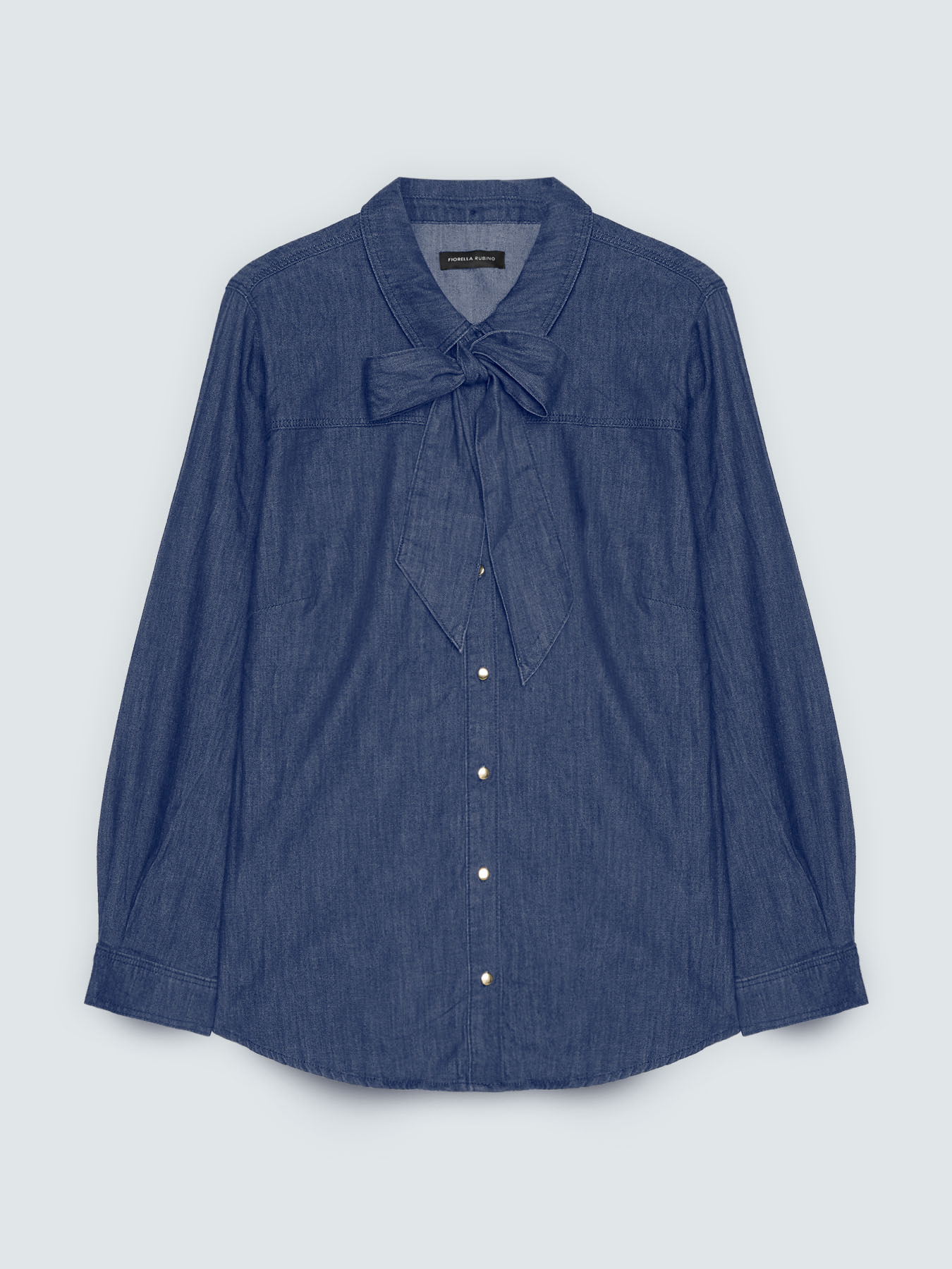Camicia in denim con fiocco/cravatta image number 4