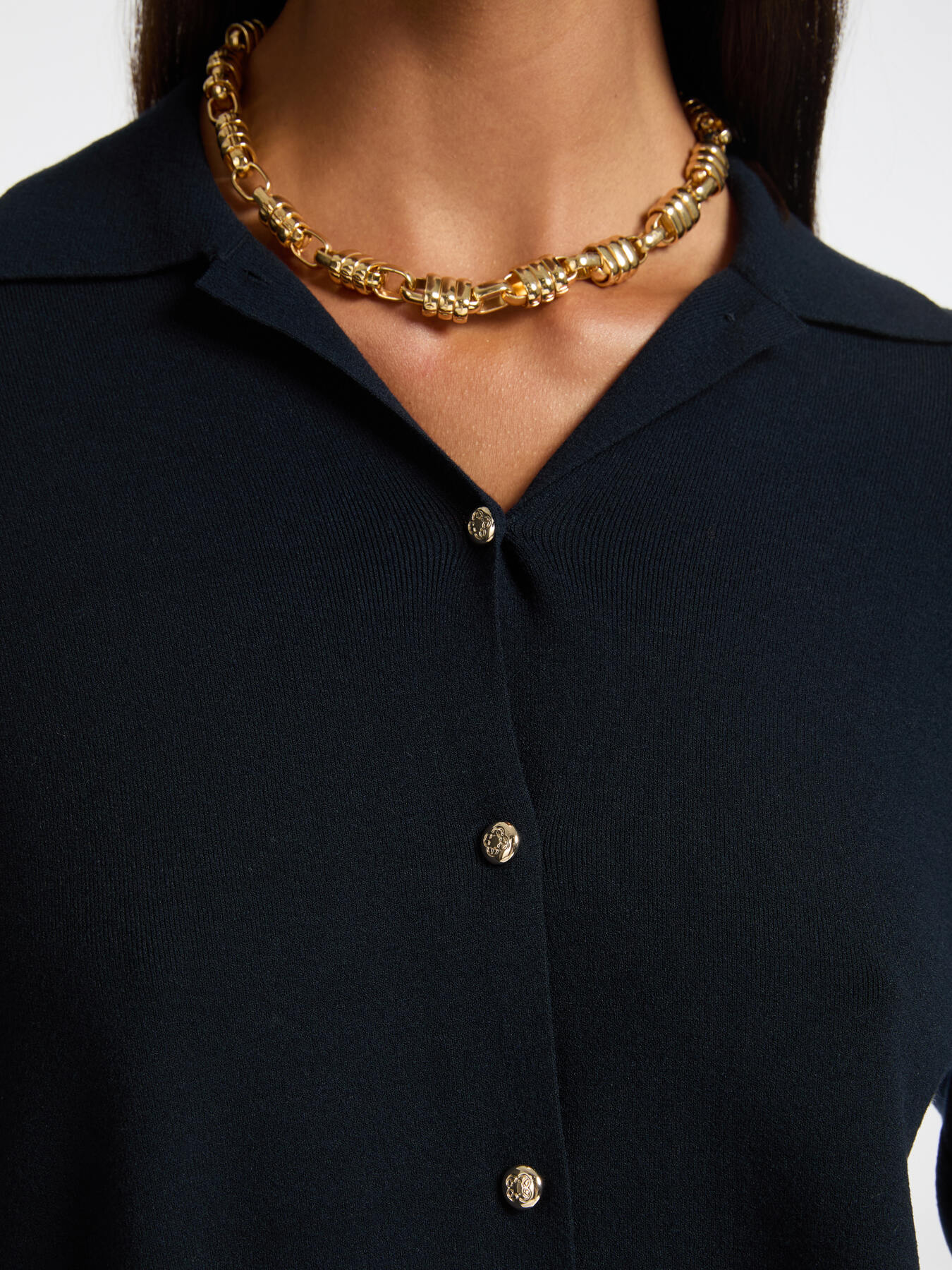 Long cardigan with collar image number 3