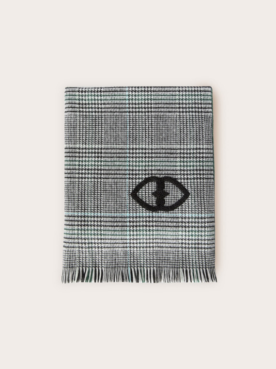 Houndstooth pattern jacquard scarf