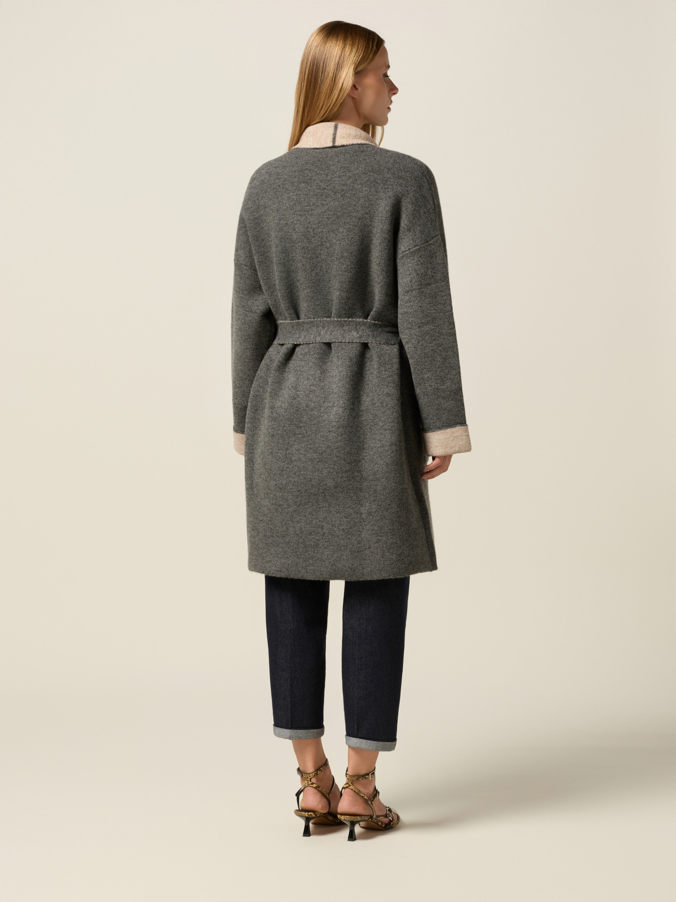 Cardigan double avec ceinture et détails lumineux image number 1