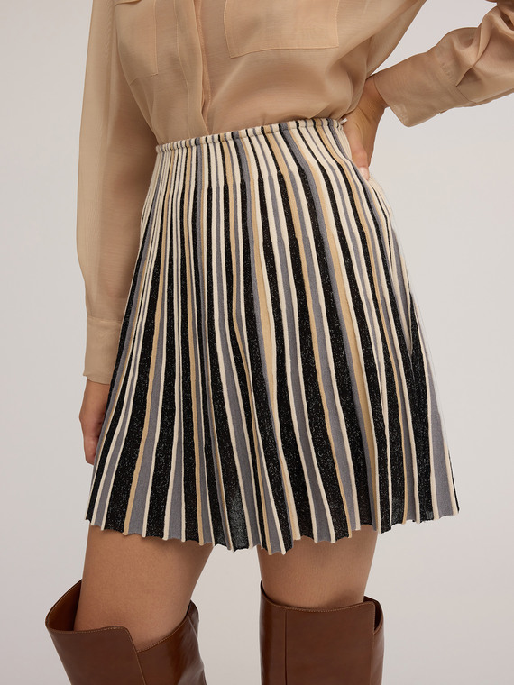 Pleated lurex knit skirt