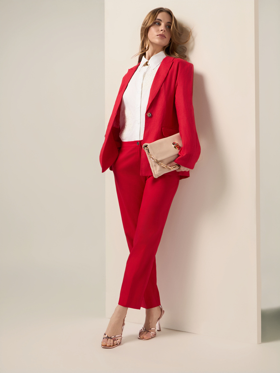 Pantaloni chino din satin de bumbac