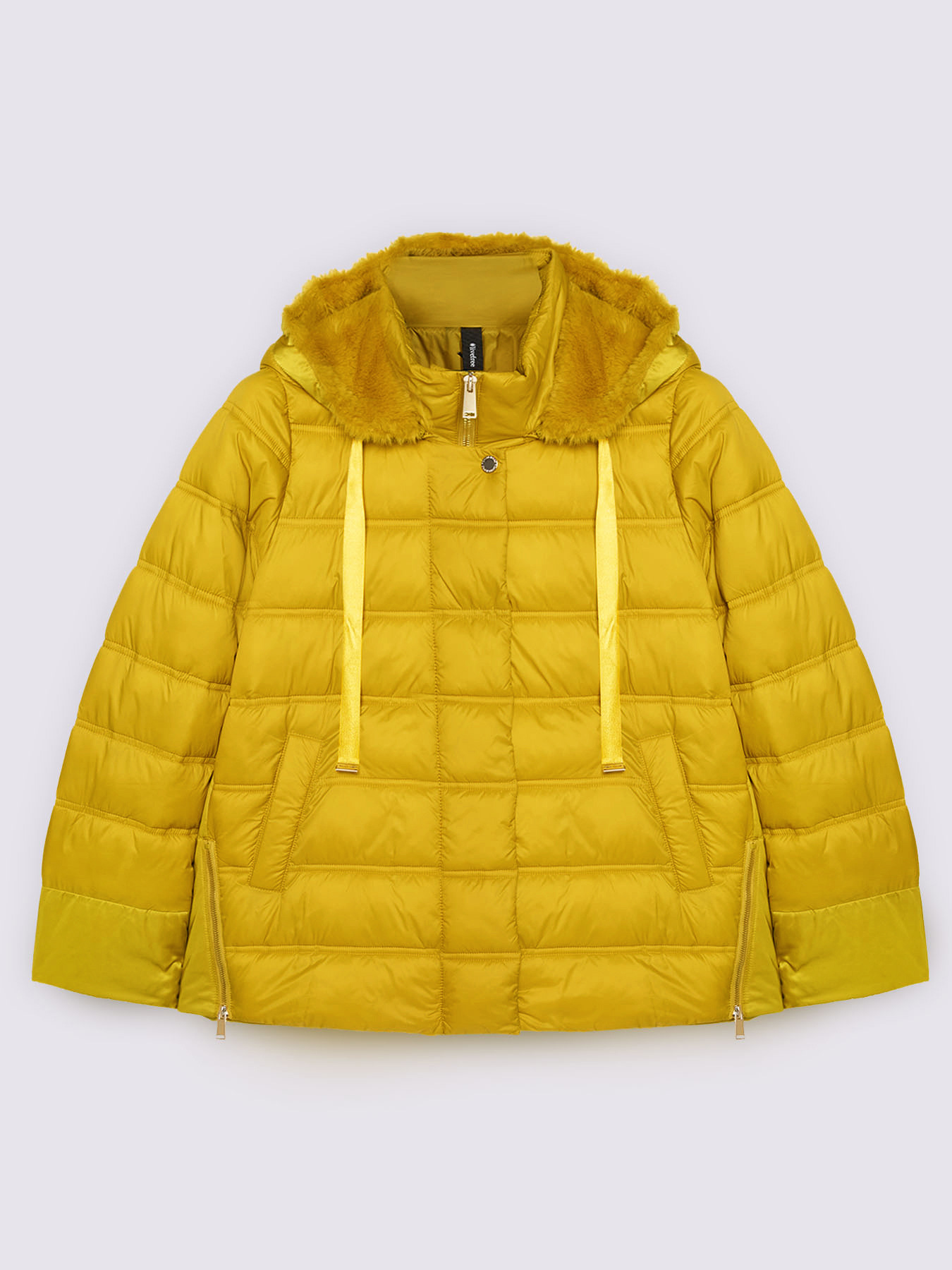 Hybrid down jacket with hood and drawstring image number 1