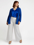 Two-fabric top with V-neck image number 3