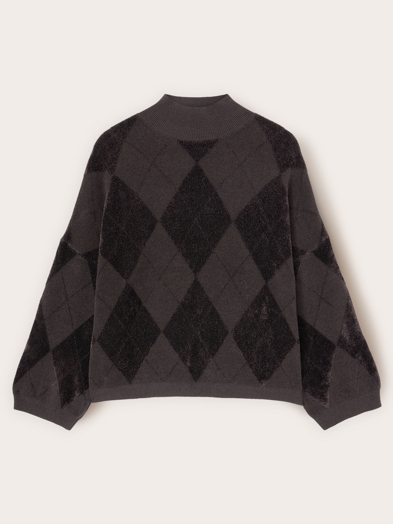 Argyle pattern chenille turtleneck sweater image number 4