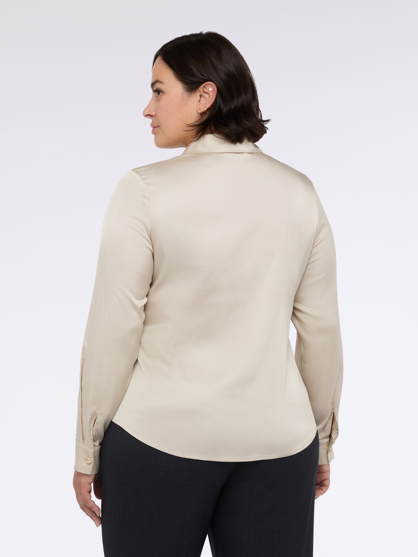 Satin shirt with cut out neckline image number 1