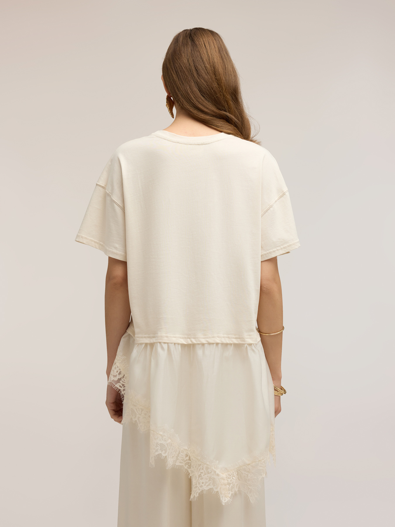 Tricou cu inserție din dantelă image number 1