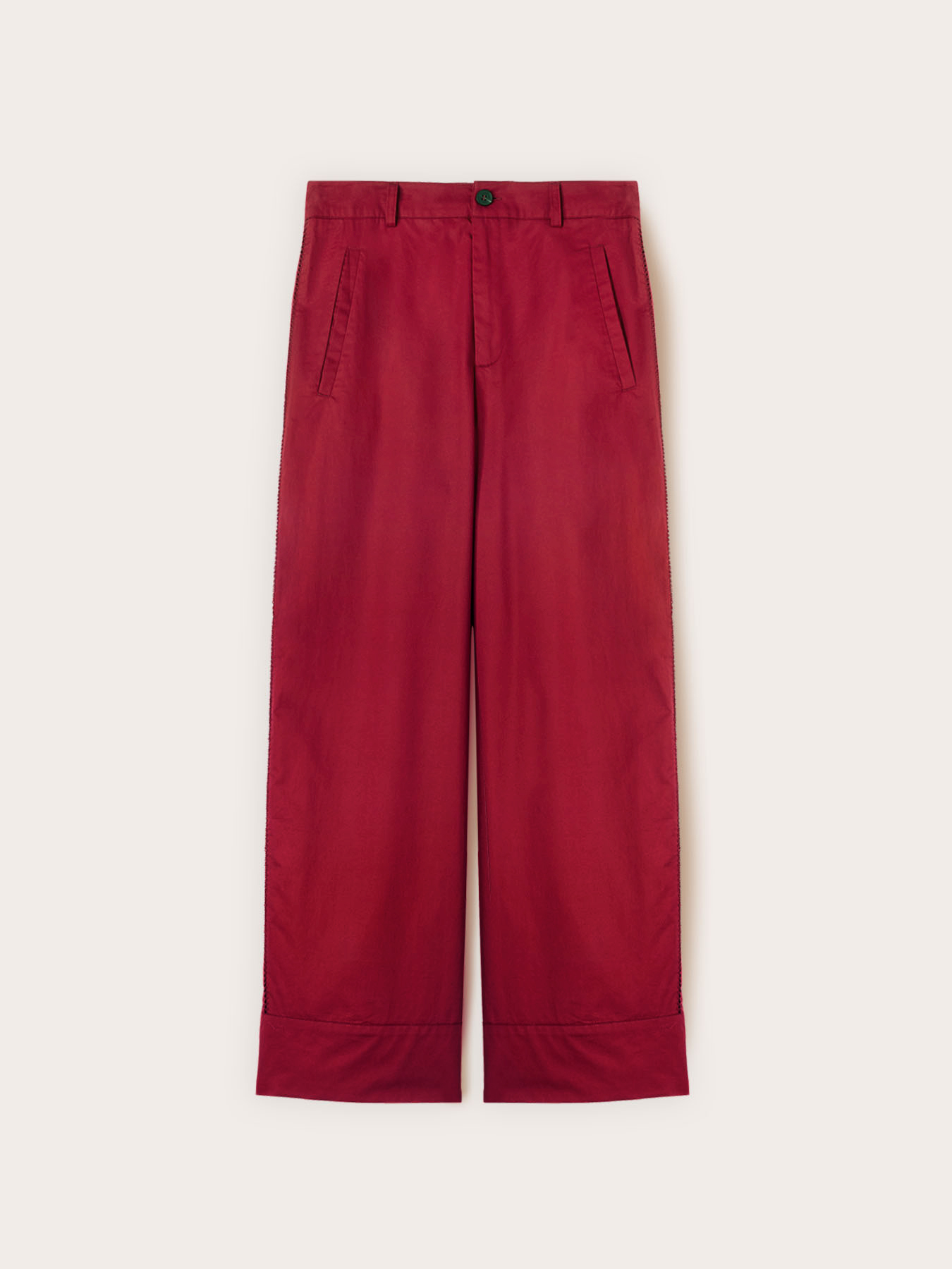Pantaloni cropped din twill de bumbac image number 4