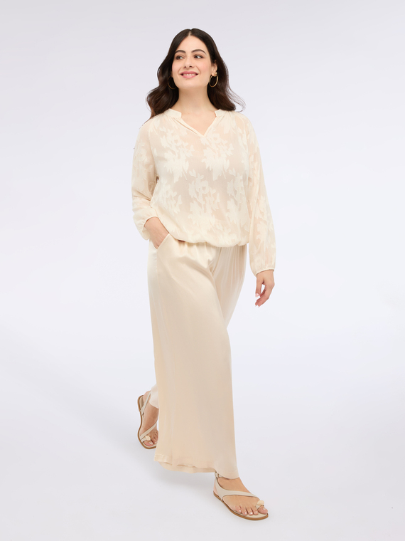 Pantalon jambe large en satin stretch