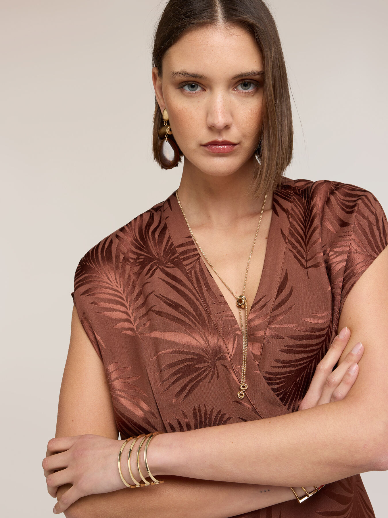 Kimono-Bluse aus Jacquard-Satin image number 3