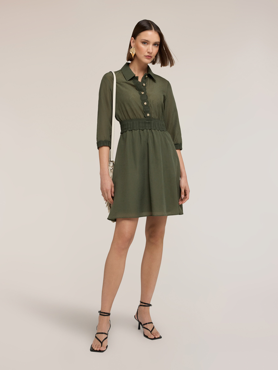 Shirtdress in lyocell blend crepe