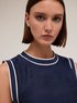Lyocell blend top with ribbed trims image number 3