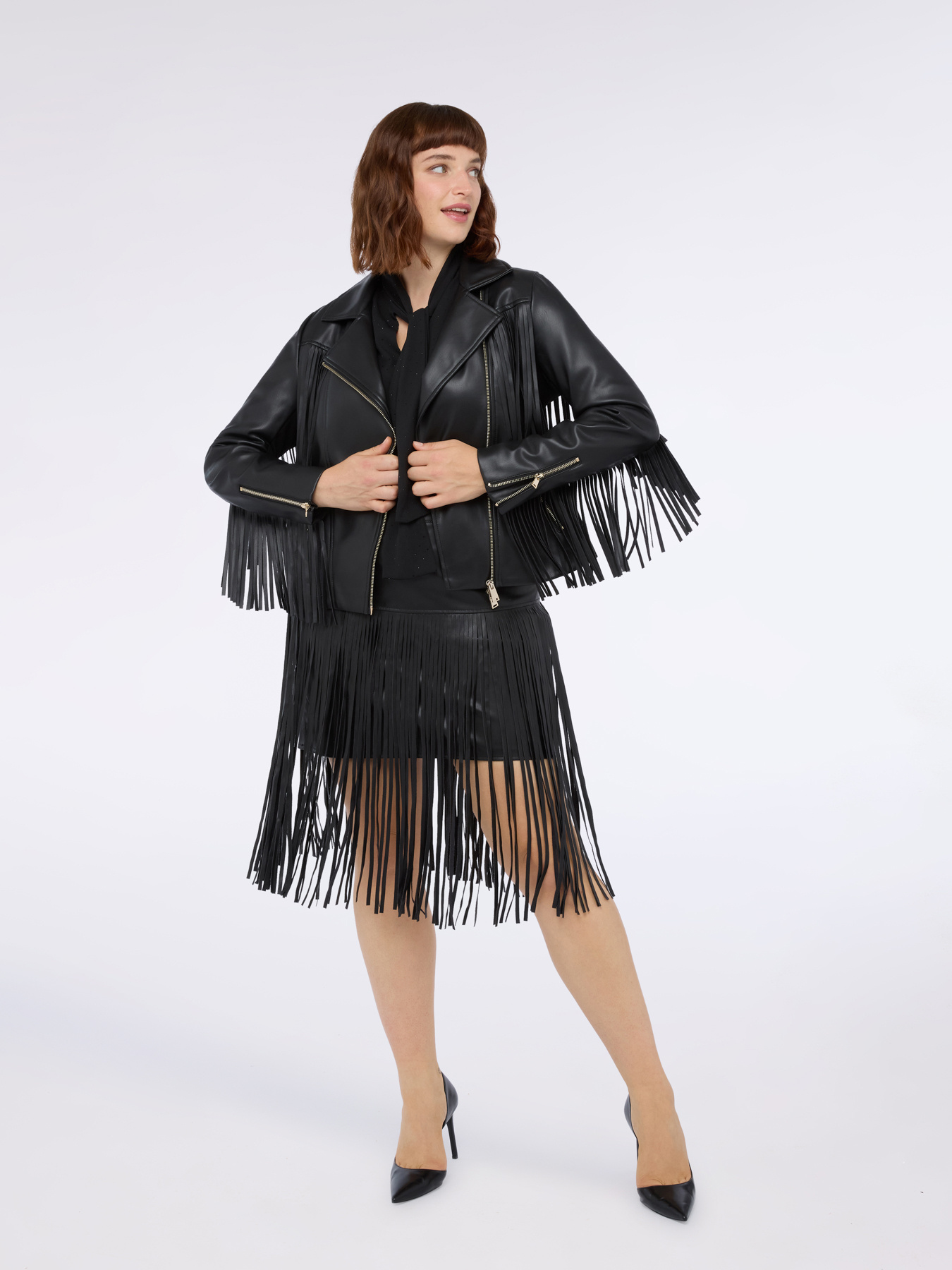 Giacca biker con maxi frange image number 1