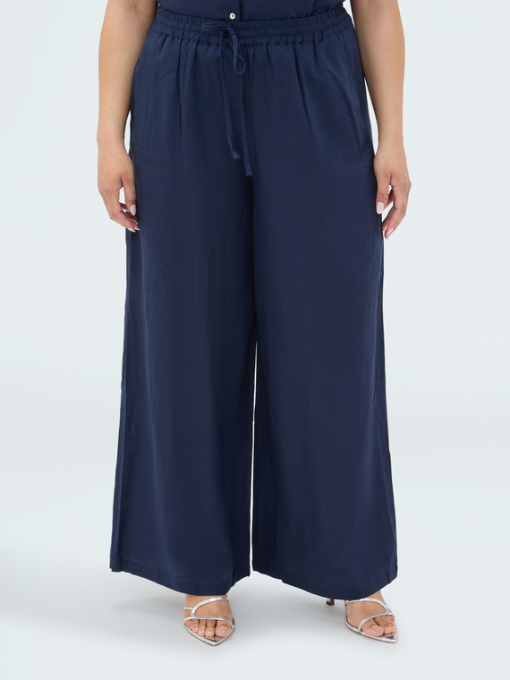 Wide-Leg-Hose aus Leinenmischung