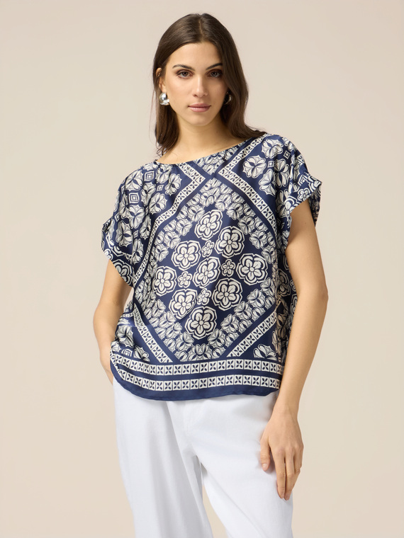 Patterned satin blouse