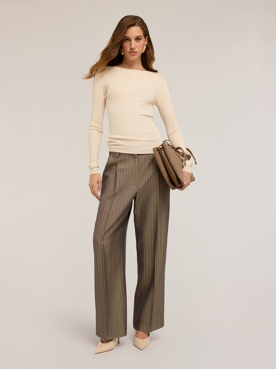 Ribbed jumper with epaulettes
