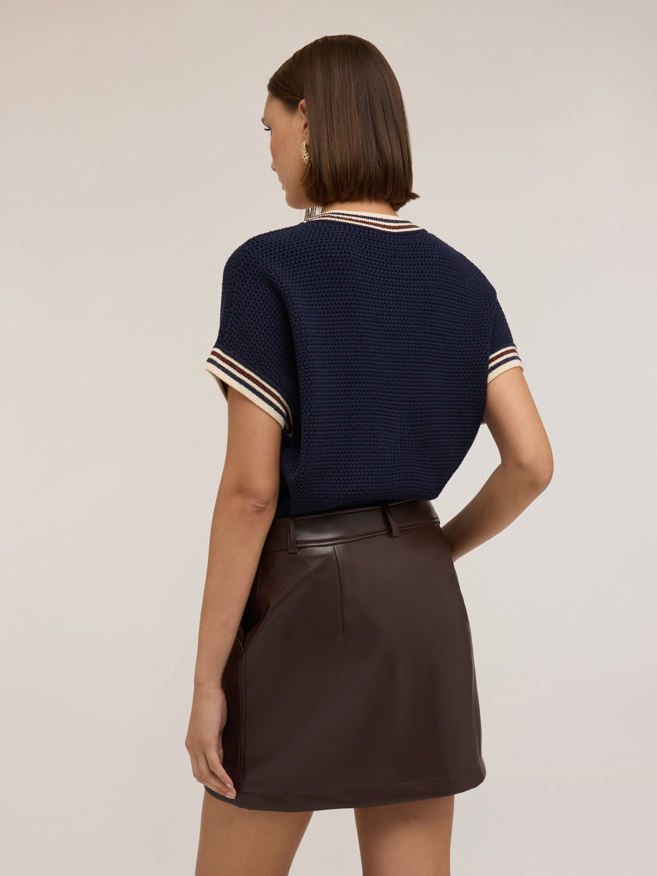 Knitted cardigan with striped edges image number 1