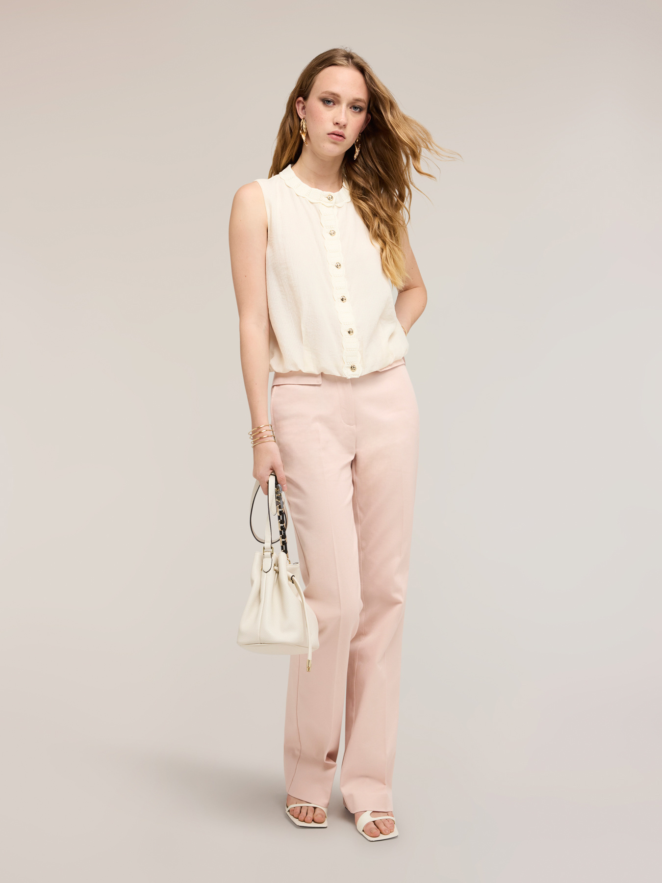 Top misto lyocell con bordi in maglia image number 3