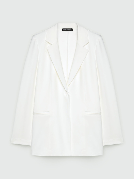 Langer Blazer aus Stretchgewebe mit Knopf