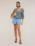 High-waist crepe fabric shorts image number 0